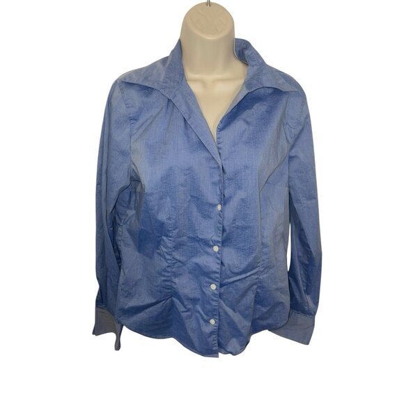 WORTHINGTON STRETCH Women's Size 12 Blue Oxford Button Up Shirt - Picture 1 of 9